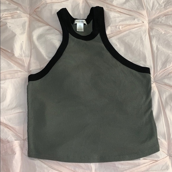 Olive green and black crop top - Picture 1 of 1